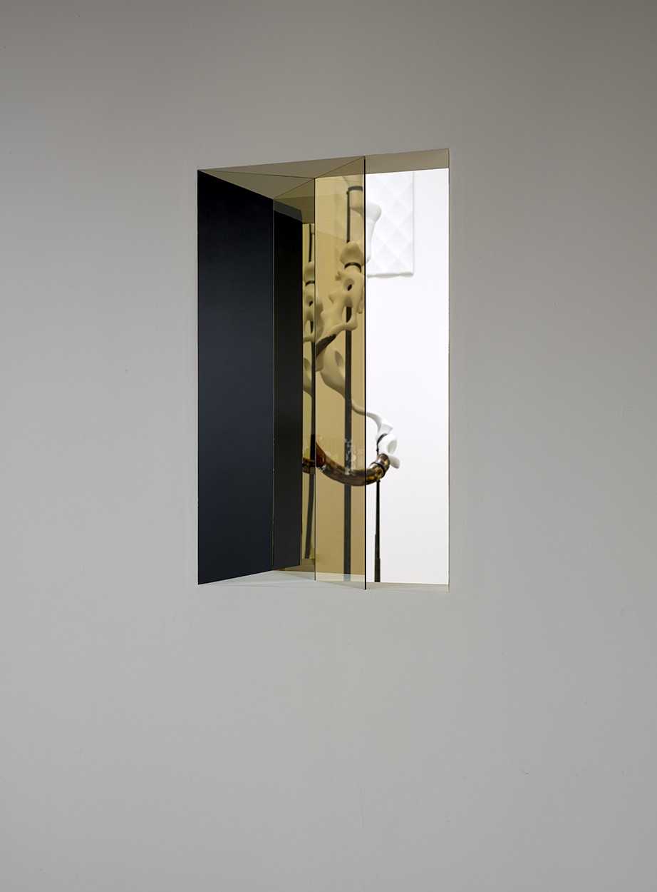 'Window', 2014. Wall, wood, mirror, one-way mirror